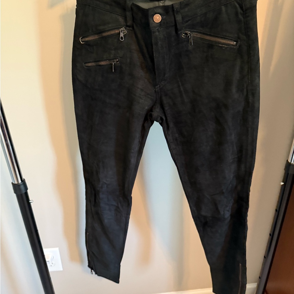 Rag & Bone Black Suede Jeans with Zipper Accents